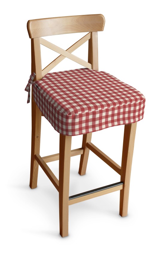 Dekoria Poťah na barovú stoličku Ingolf, červeno-biele káro, návlek na barovú stoličku Ingolf, Quadro, 136-16
