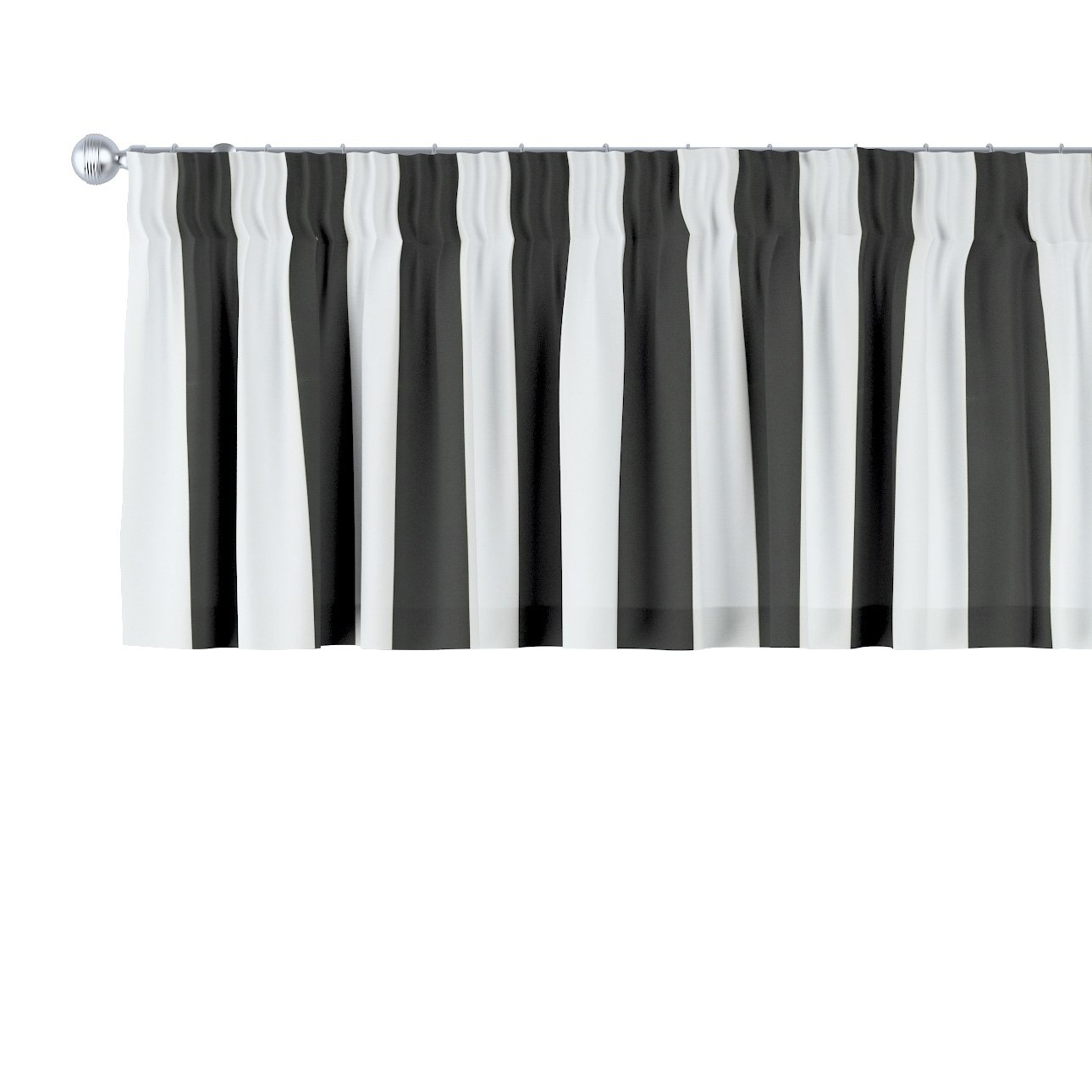 Dekoria Krátky záves na riasiacej páske, bielo-čierne pásy, 130 x 40 cm, Vintage 70\'s, 137-53