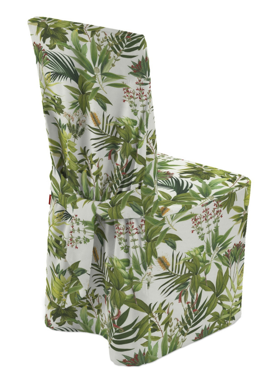 Dekoria Návlek na stoličku, zeleno - červené rastliny na bielom podklade, 45 x 94 cm, Tropical Island, 143-69