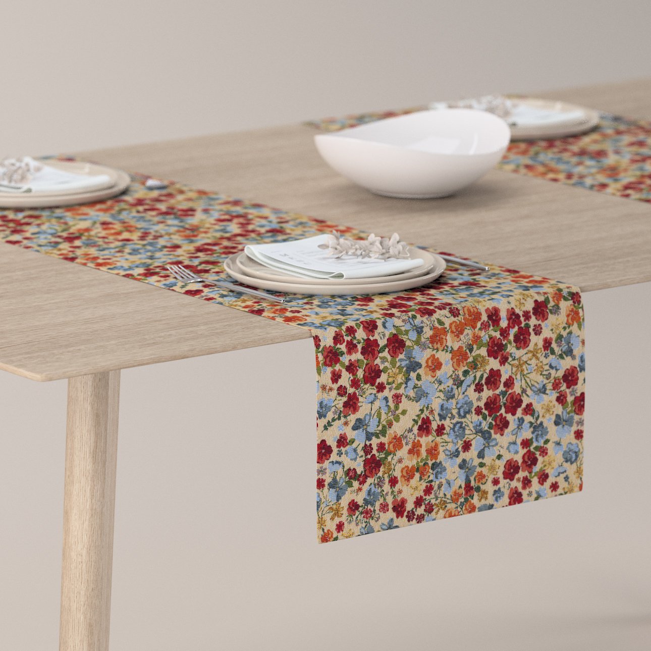 Dekoria Štóla na stôl, červeno-modrá, 40 x 130 cm, Intenso Premium, 144-30