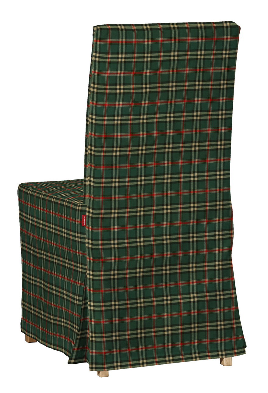 Dekoria Návlek na stoličku Henriksdal (dlhý), zeleno - červené káro, návlek na stoličku Henriksdal - dlhý, Quadro, 142-69