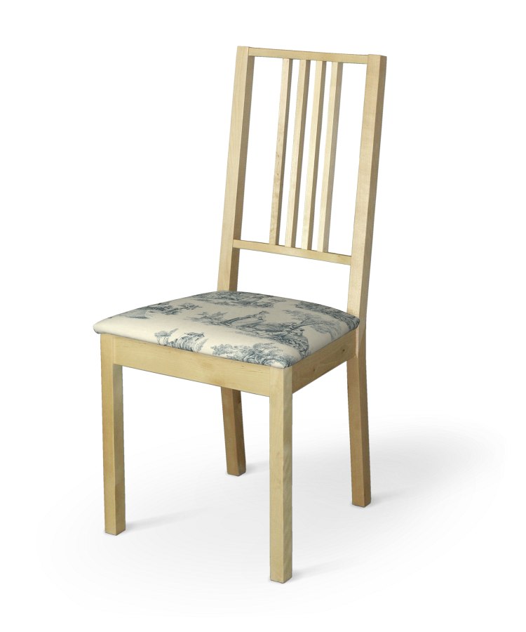 Dekoria Poťah na stoličku Börje, modrý vzor na svetlobéžovom podklade, poťah na stoličku Börje, Avinon, 132-66