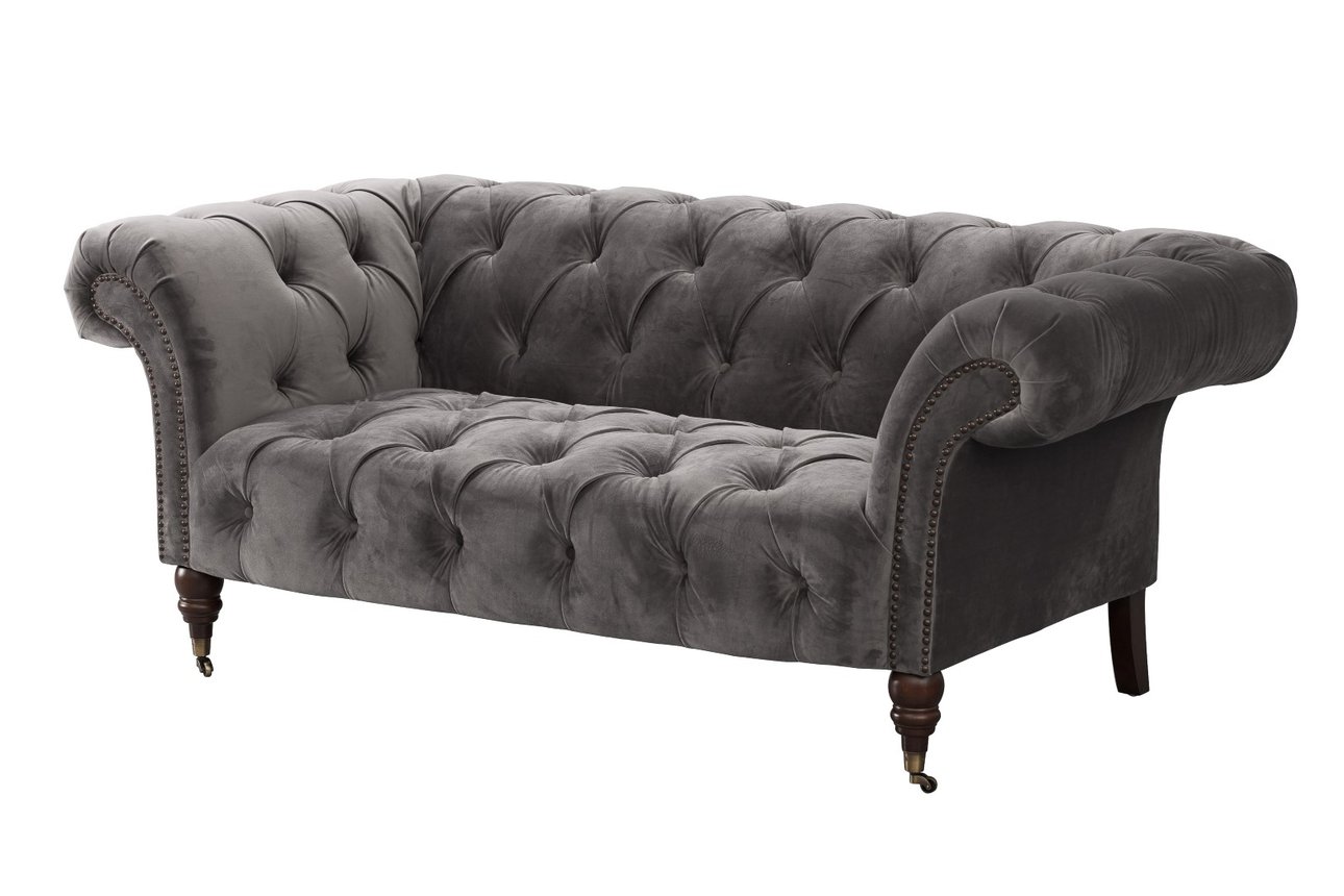 Pohovka Chesterfield Glamour Velvet Dark Grey 2-místná