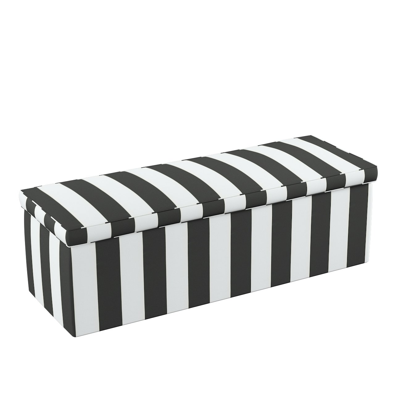 Dekoria Truhlica čalúnená, bielo-čierne pásy, 90 x 40 x 40 cm, Vintage 70\'s, 137-53