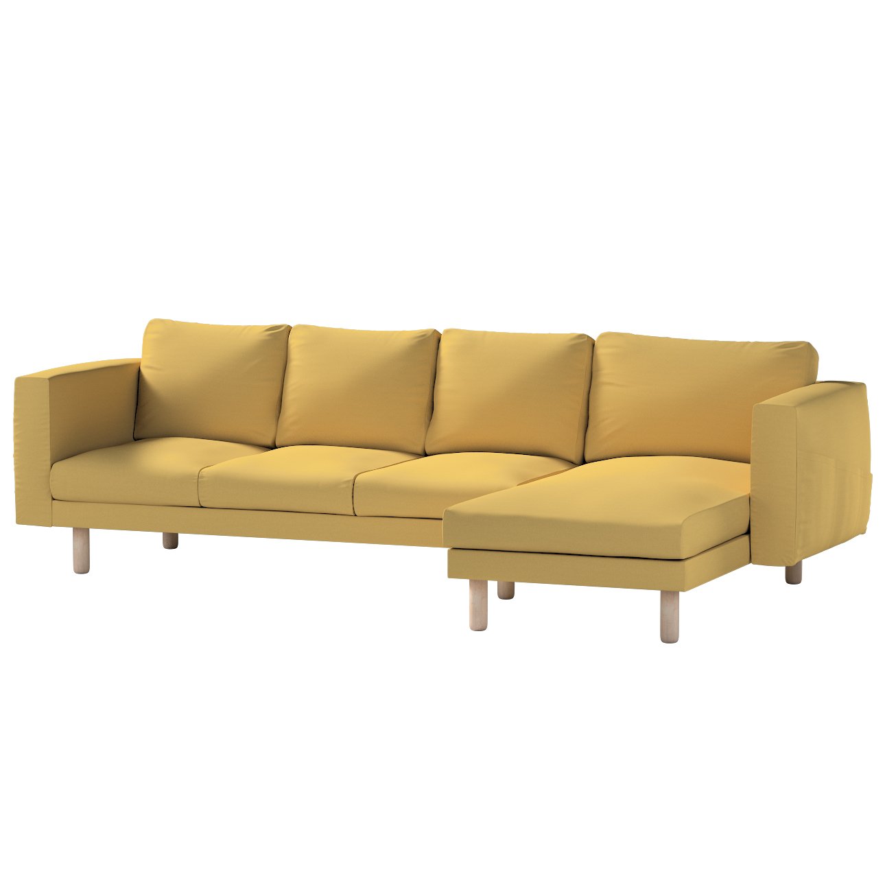 Dekoria Norsborg poťah na sedačku s ležadlom - 4 os., matná žltá, 291 x 88/157 x 85 cm, Cotton Panama, 702-41