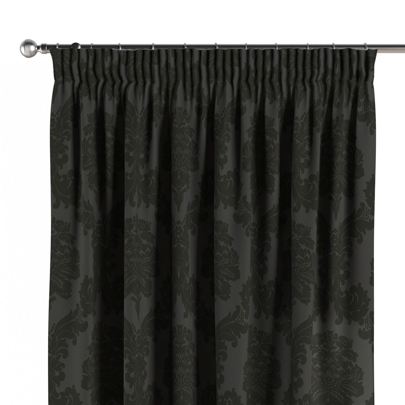Vorhang mit schwarz, Kräuselband, 613-32