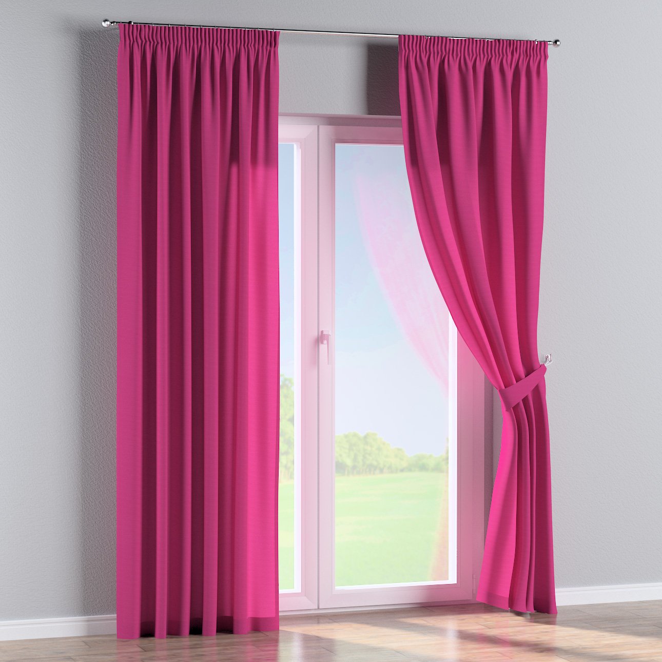 Vorhang mit Kräuselband, rosa, 133-60 | Fertiggardinen