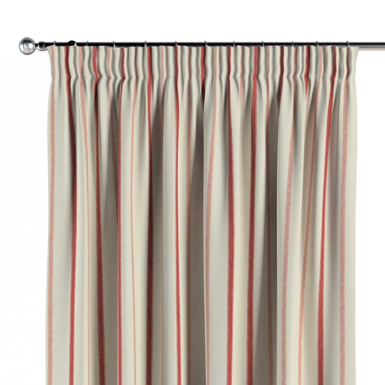 Vorhang mit Kräuselband, creme- rot gestreift, 129-15