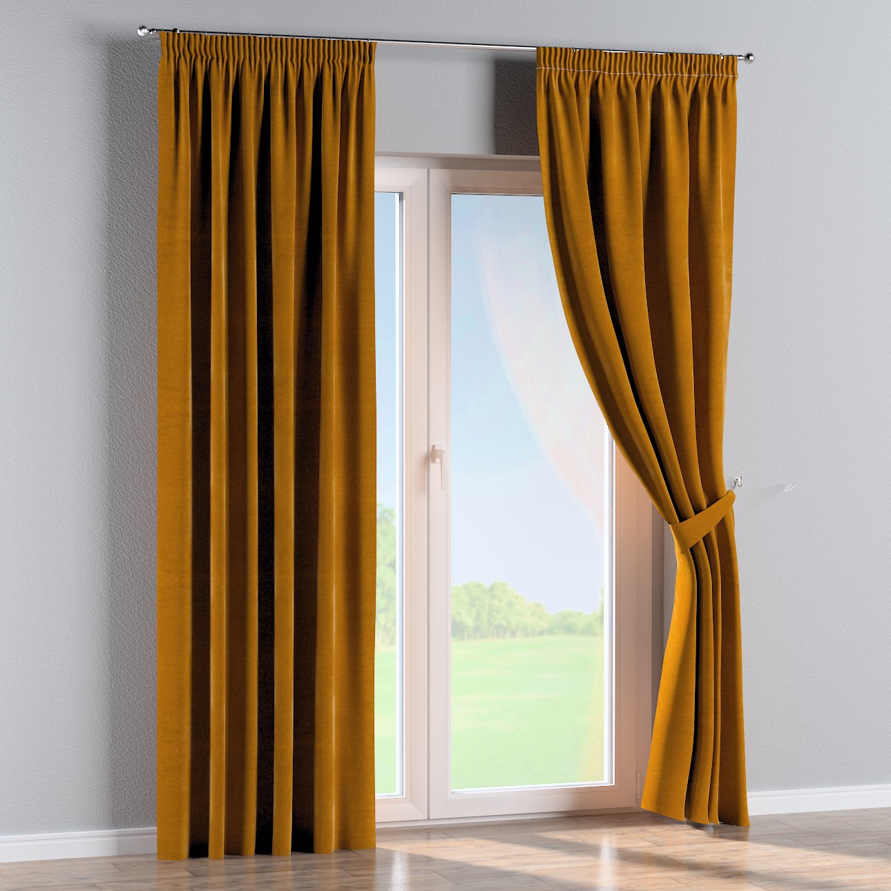 Pencil pleat curtain, mustard, 70423 Dekoria.co.uk