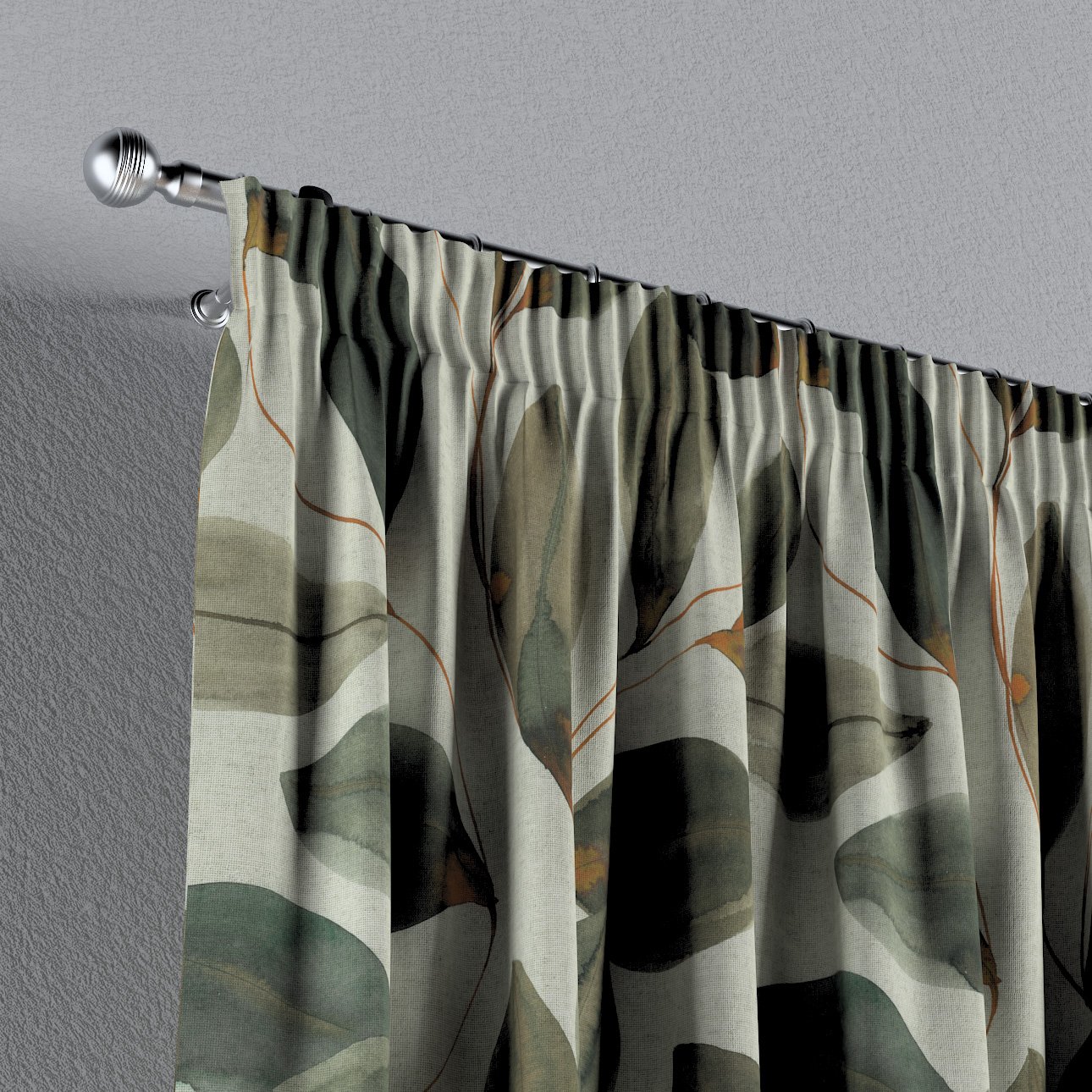 Vorhang mit Kräuselband, grau-grün, 143-17 | Fertiggardinen