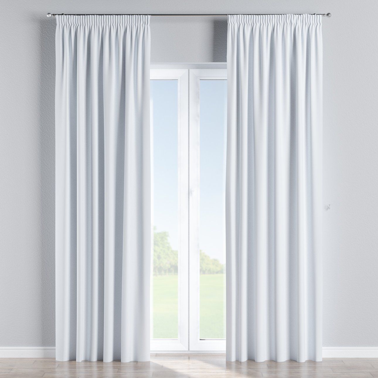 Pencil pleat curtain, off white/pale greyish, 26901 Dekoria.co.uk