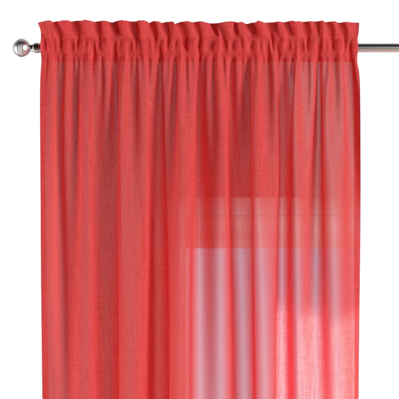 Dekoria Záves s navliekacou riasiacou páskou, priesvitná, červená, Výpredaj, 128-02