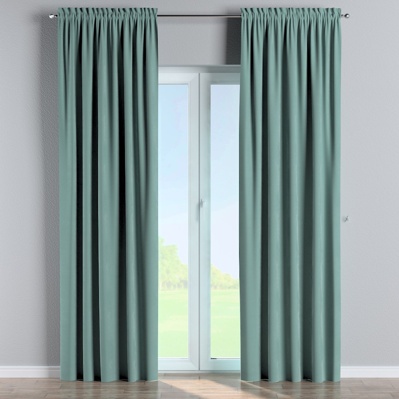 Slot and frill curtain, dusty mint green, 704-18 - Dekoria.co.uk