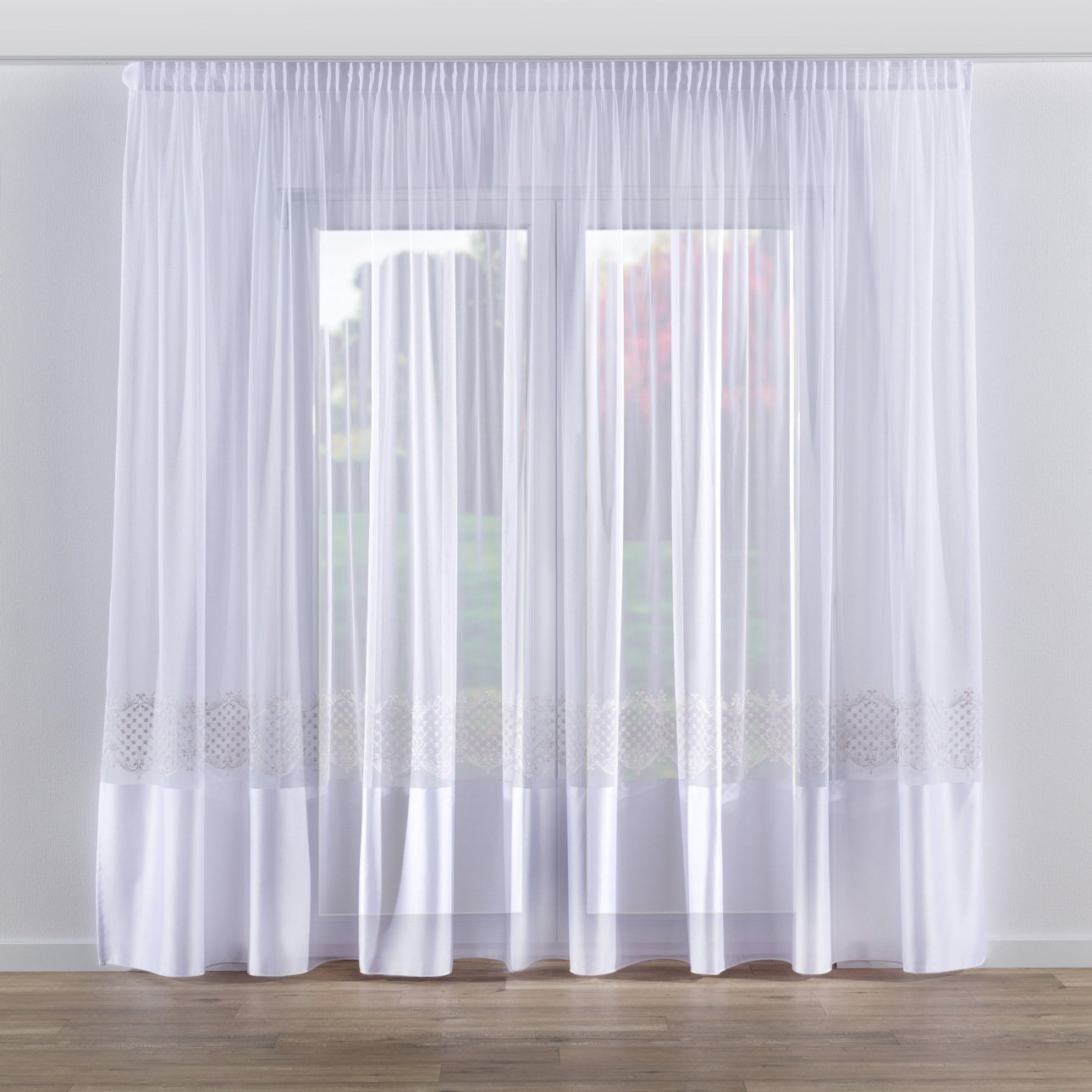 Pencil pleat voile net curtain