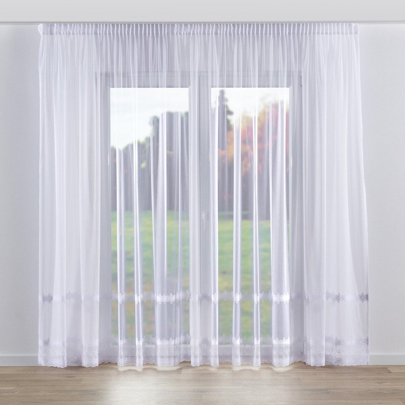 Pencil pleat voile/net curtain