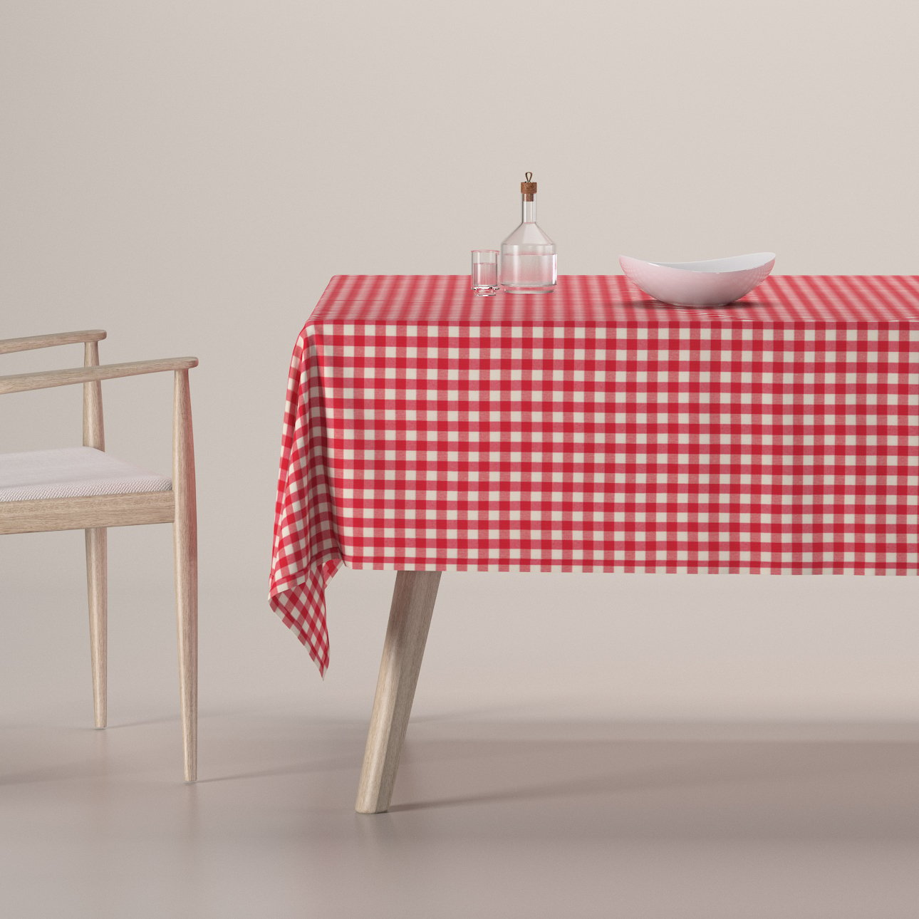 E-shop Dekoria Obrus na stôl obdĺžnikový, červeno-biele káro, Quadro, 136-16