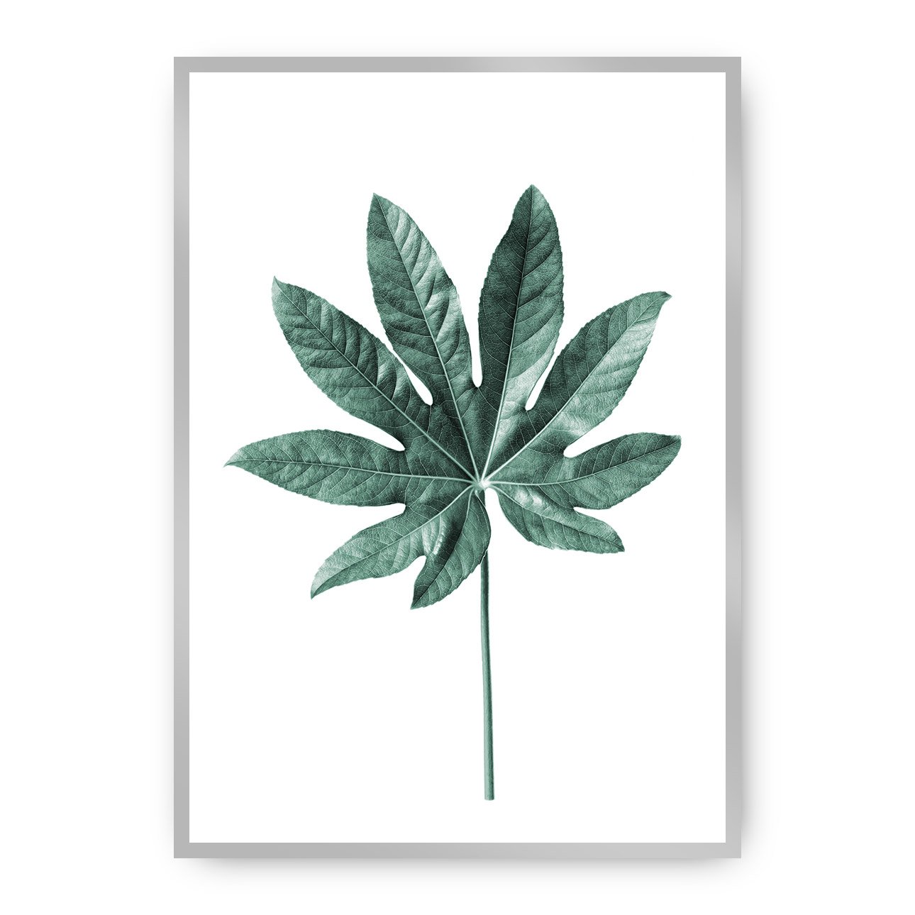 Dekoria Plakát Leaf Emerald Green, 70 x 100 cm, Ramka: Srebrna