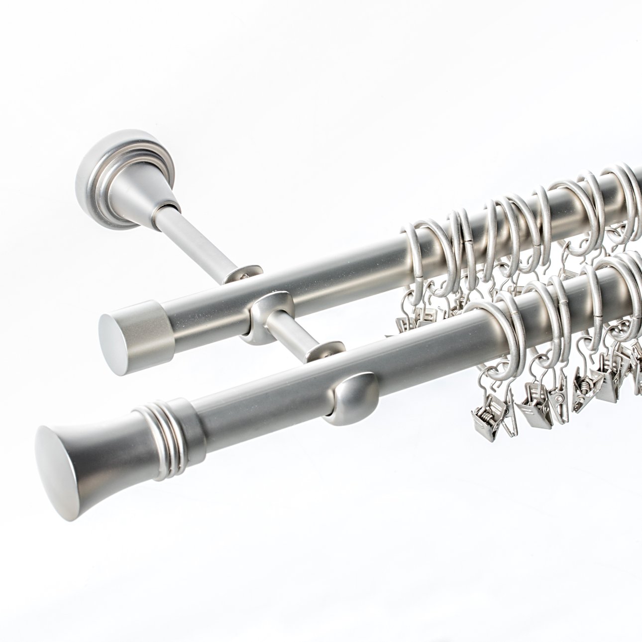 Double curtain rod Alex chrome matt 160 cm, 160 cm Dekoria.ie