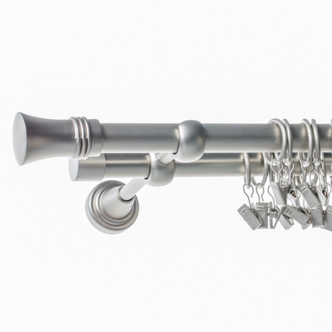 Double curtain rod Alex chrome matt 160 cm, 160 cm Dekoria.ie