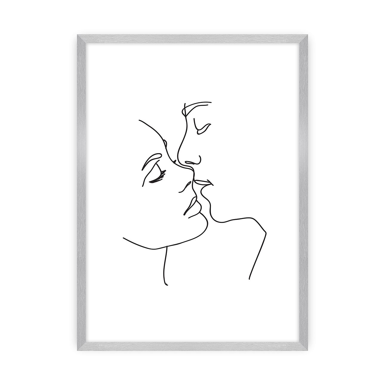 Dekoria Plakát Kiss Line, 21 x 30 cm, Výběr rámečku: Stříbrný