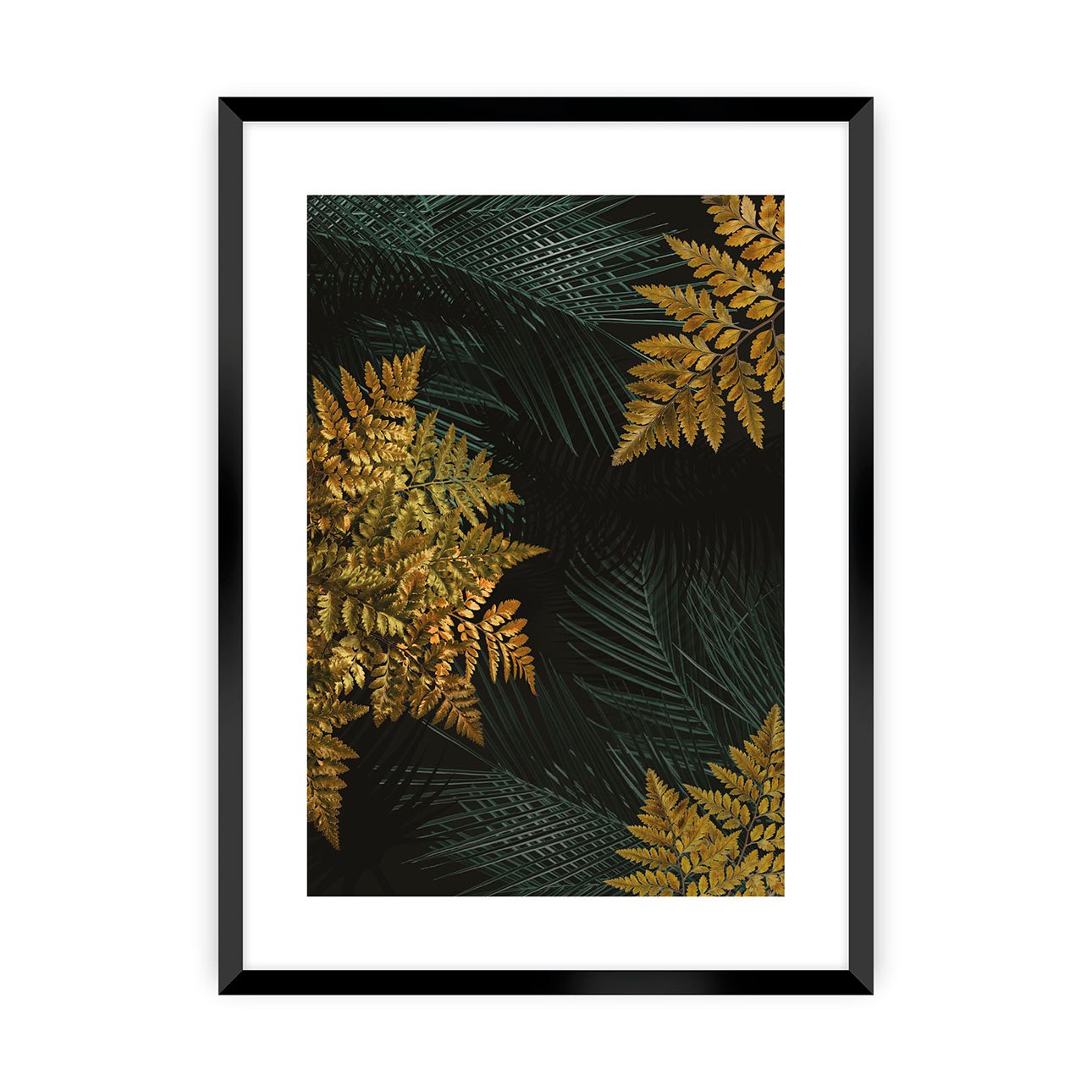Dekoria Plakát Golden Leaves II, 21 x 30 cm, Zvolit rámek: Černý