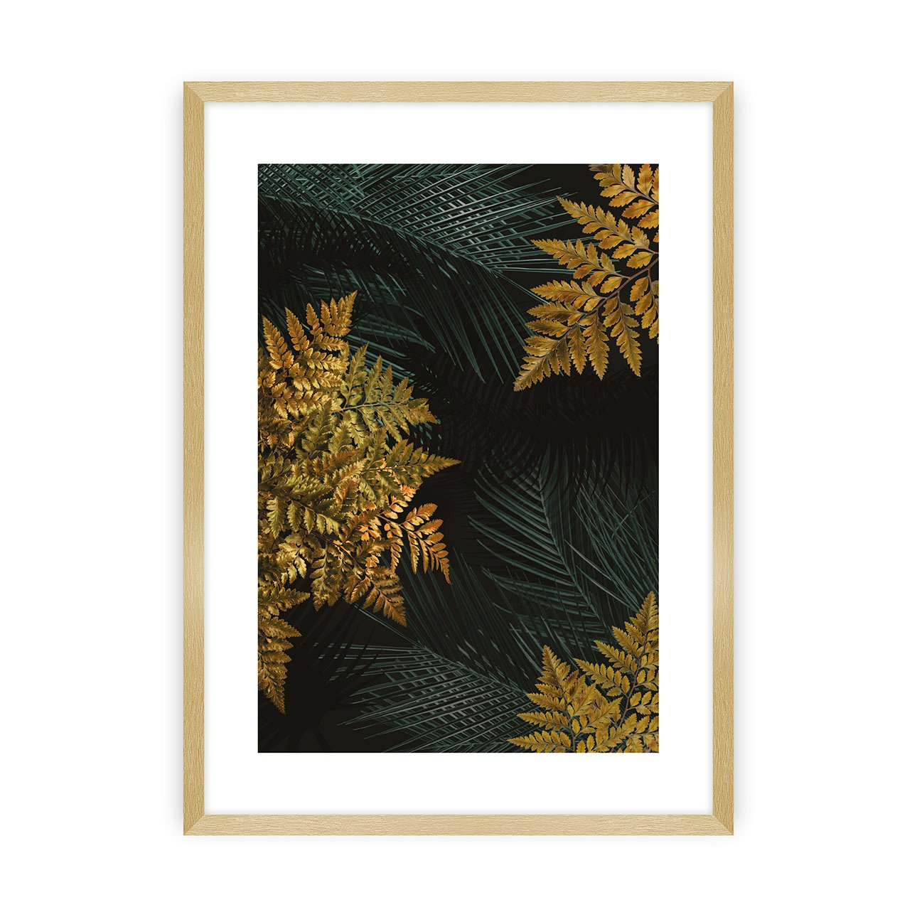 Dekoria Plakát Golden Leaves II, 30 x 40 cm, Zvolit rámek: Zlatý