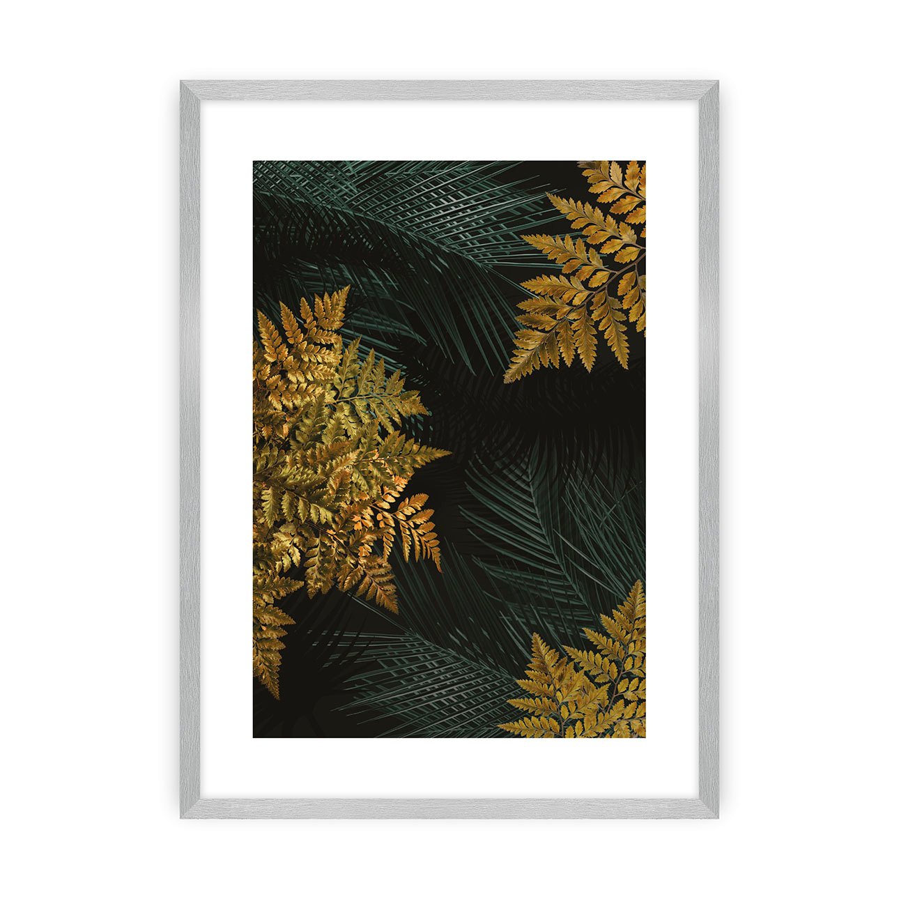 Dekoria Plakát Golden Leaves II, 40 x 50 cm, Zvolit rámek: Stříbrný