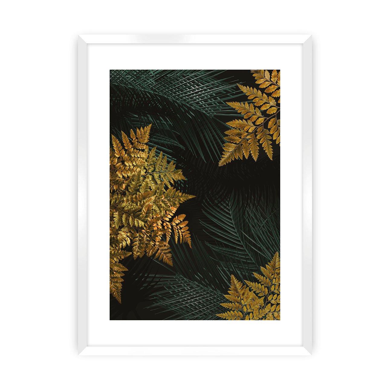 Dekoria Plakát Golden Leaves II, 40 x 50 cm, Zvolit rámek: Bílý