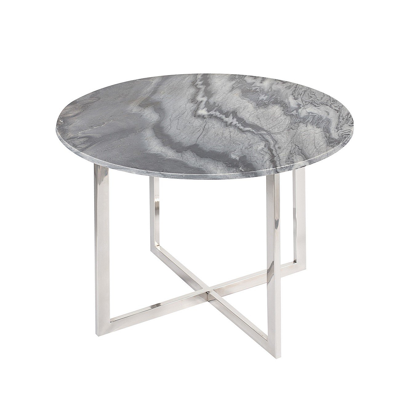 Odkládací stolek Alsea, šedý mramor, průměr 60cm