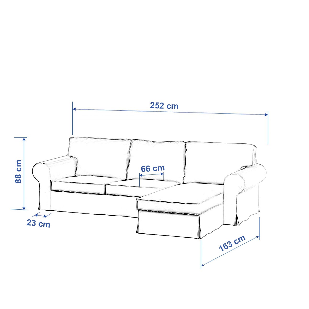 Ektorp 2seater sofa with chaise longue cover, chocolate, 70218