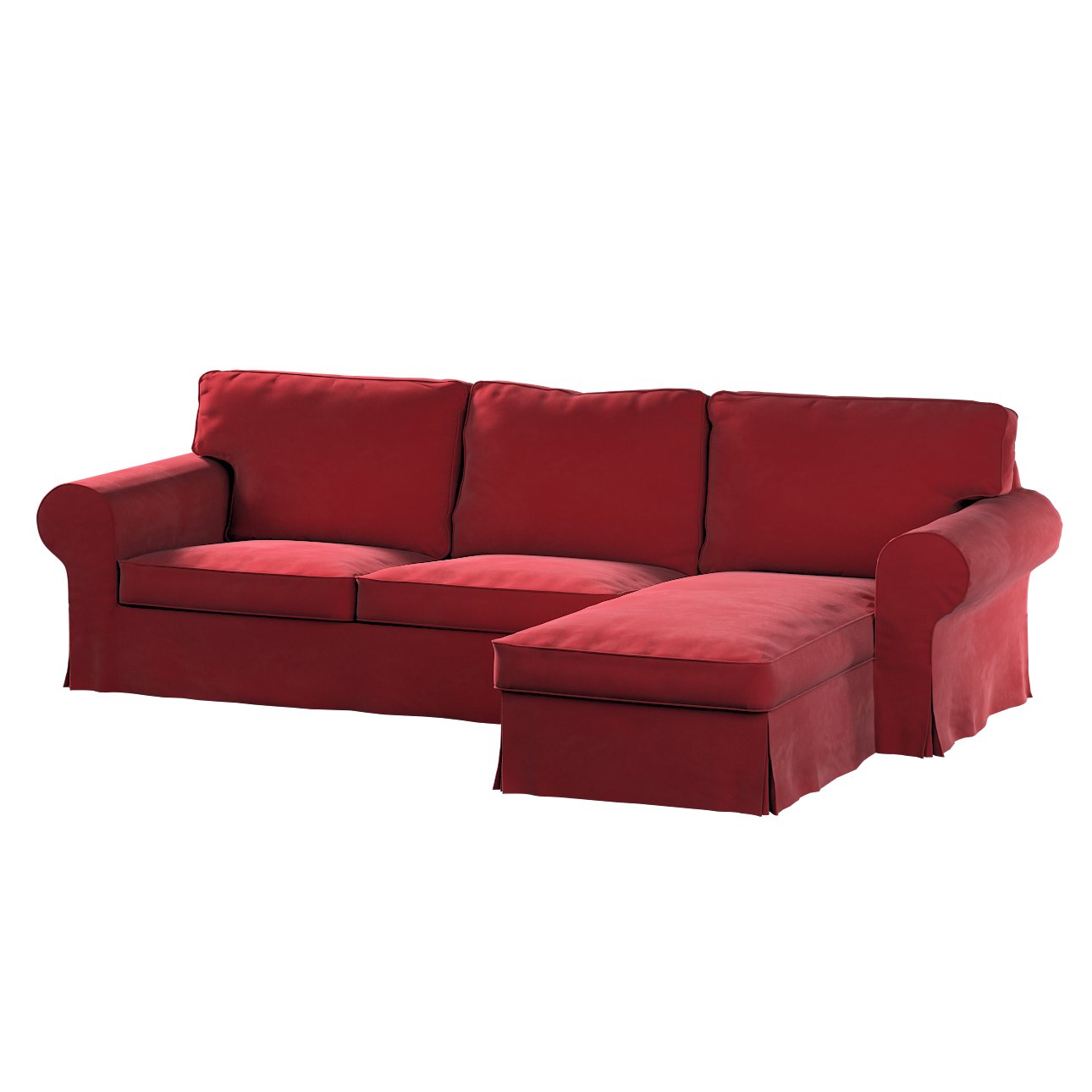 Dekoria Potah na pohovku IKEA Ektorp 2-místná s lenoškou, sytá červená, pohovka 2-míst. + šezlong, Velvet, 704-15
