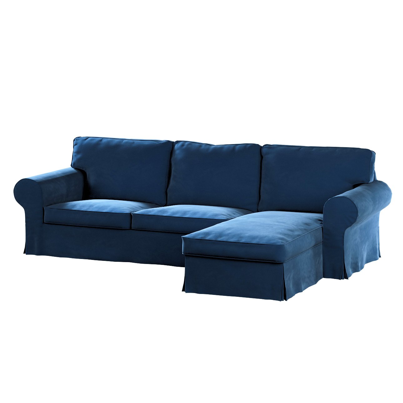 Dekoria Potah na pohovku IKEA Ektorp 2-místná s lenoškou, tmavě modrá, pohovka 2-míst. + šezlong, Velvet, 704-29
