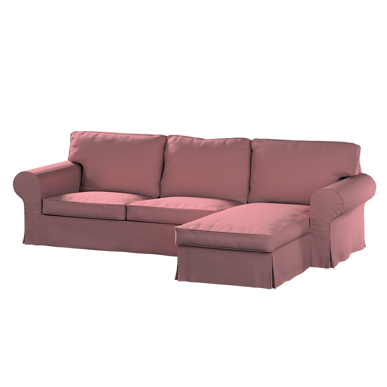 Dekoria Potah na pohovku IKEA Ektorp 2-místná s lenoškou, matně růžová, pohovka 2-míst. + šezlong, Cotton Panama, 702-43