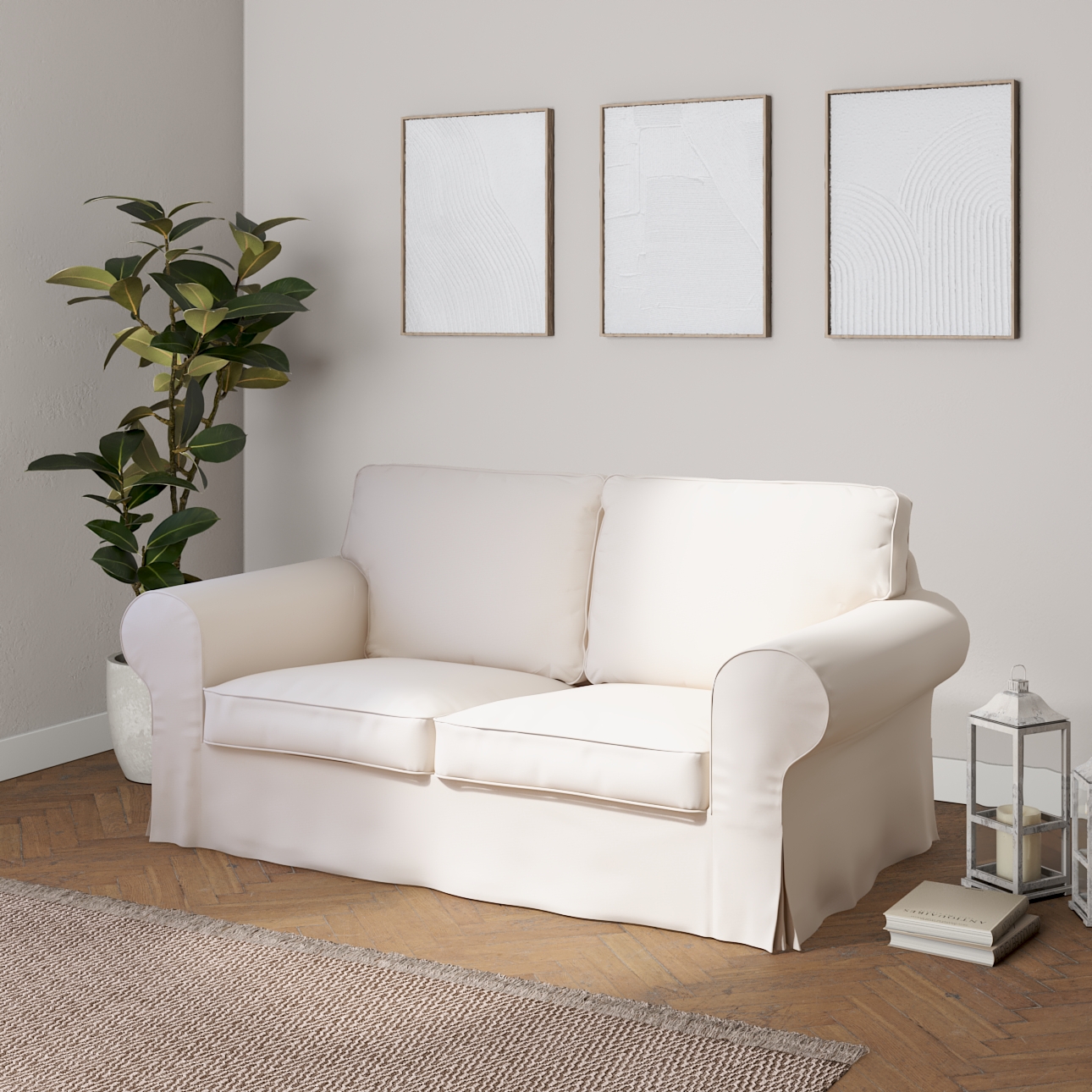 Housse canapé Ektorp 2 pl, convertible, modèle après 2012, blanc crème, 70501, 200 x 90 x 73 cm