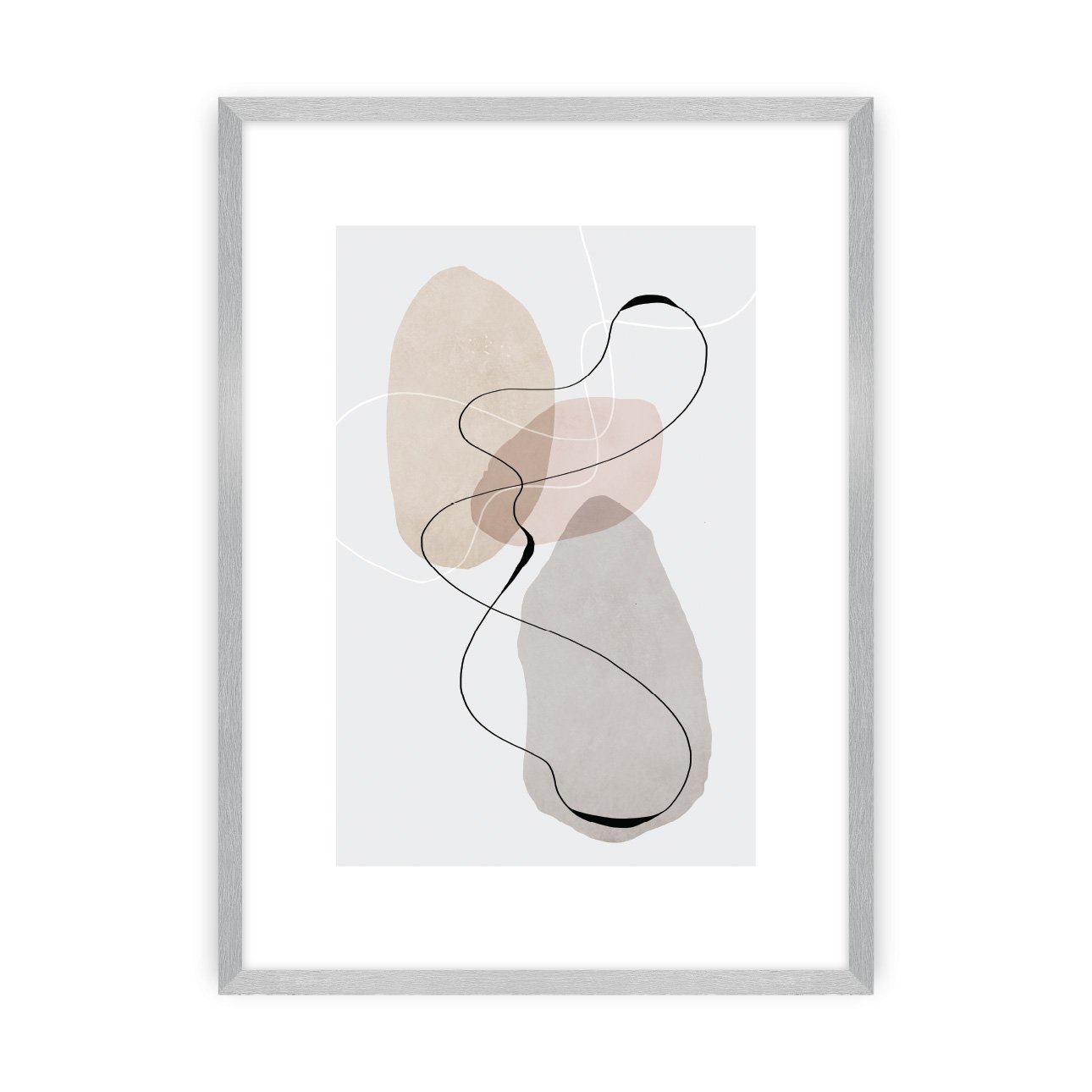 Dekoria Plakát Abstract Lines I, 21 x 30 cm, Ramka: Srebrna