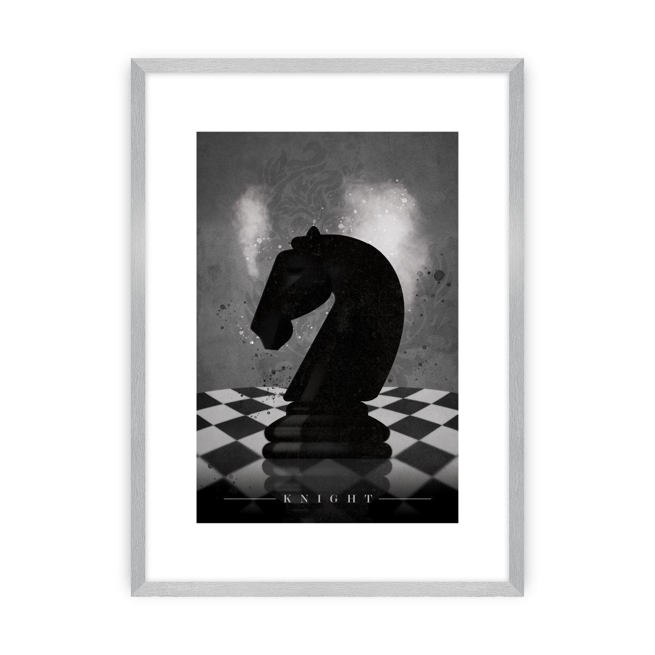 Dekoria Plakát Chess III, 50 x 70 cm, Ramka: Srebrna