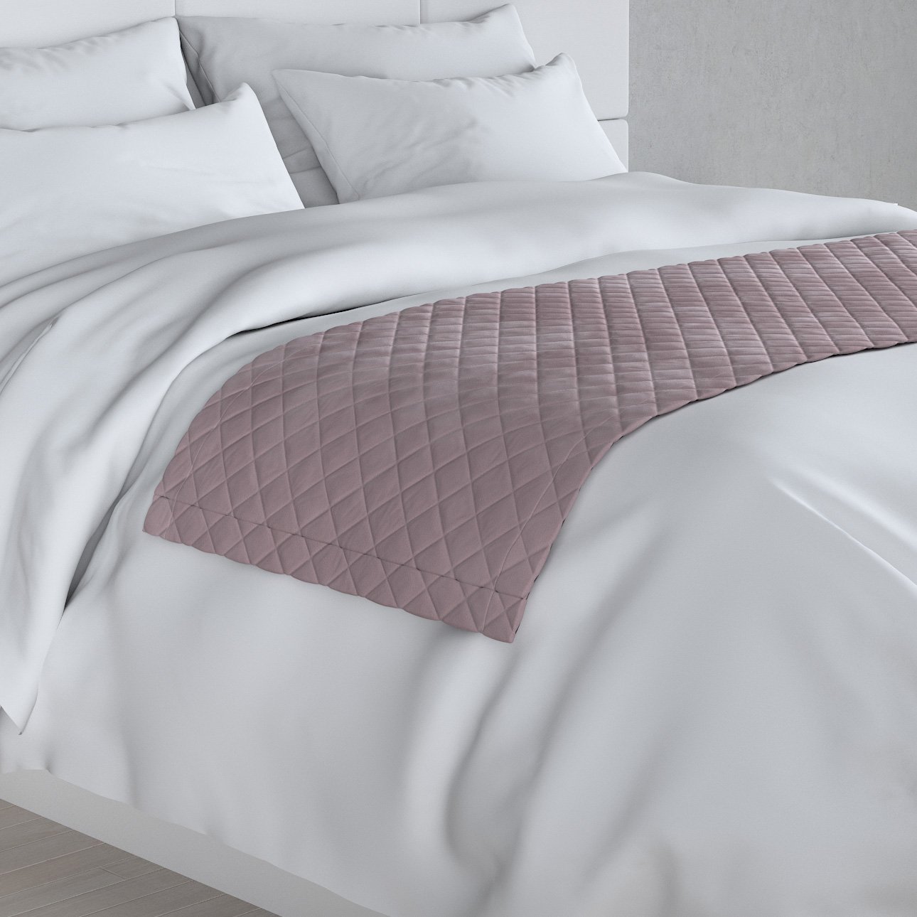 Dekoria Hotelový přehoz na postel- běhoun Velvet, tlumená růžová, 200 x 60 cm, Velvet, 704-14