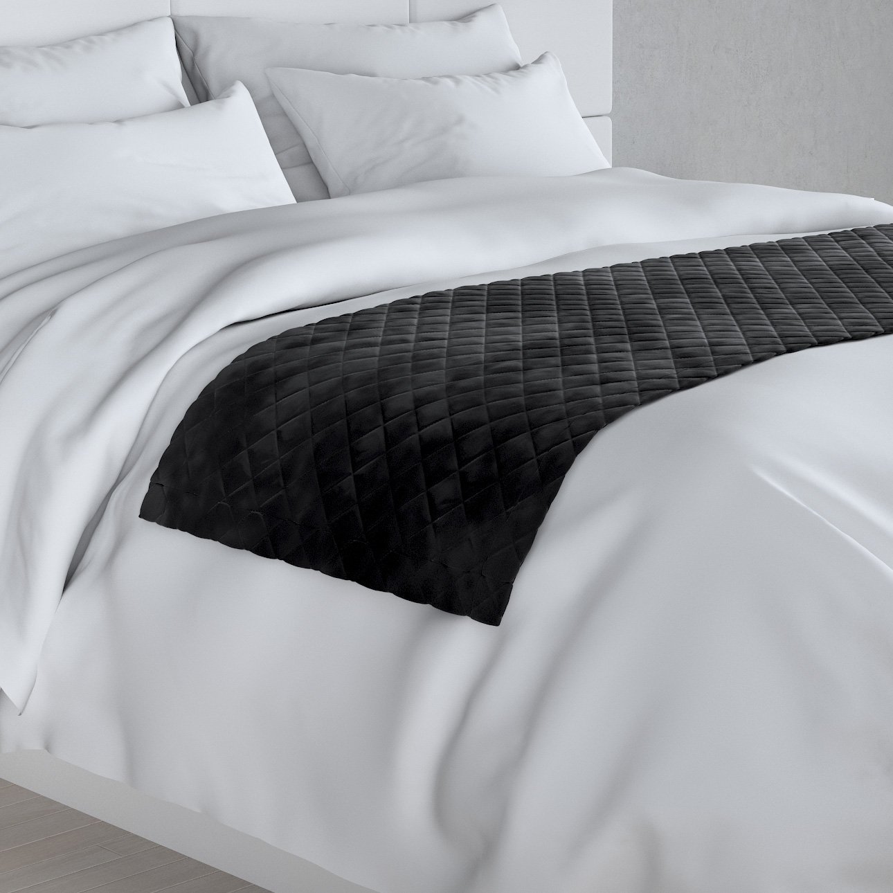 Dekoria Hotelový přehoz na postel- běhoun Velvet, černá, 200 x 60 cm, Velvet, 704-17