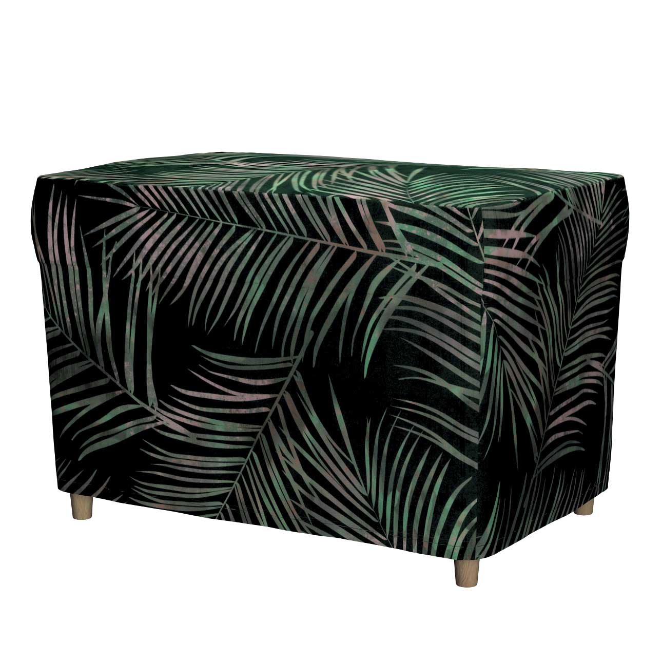 Dekoria Potah na podnožku Strandmon, stylizované palmové listy na zeleném podkladu, 60 x 42 x 41 cm, Velvet, 704-21