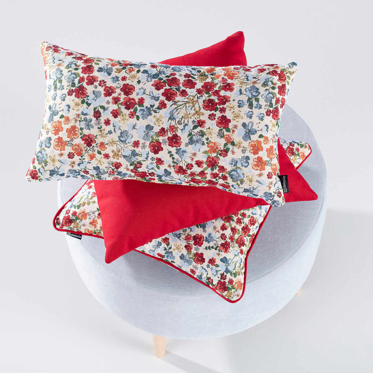 Zestaw poduszek do salonu Red Popy Flower