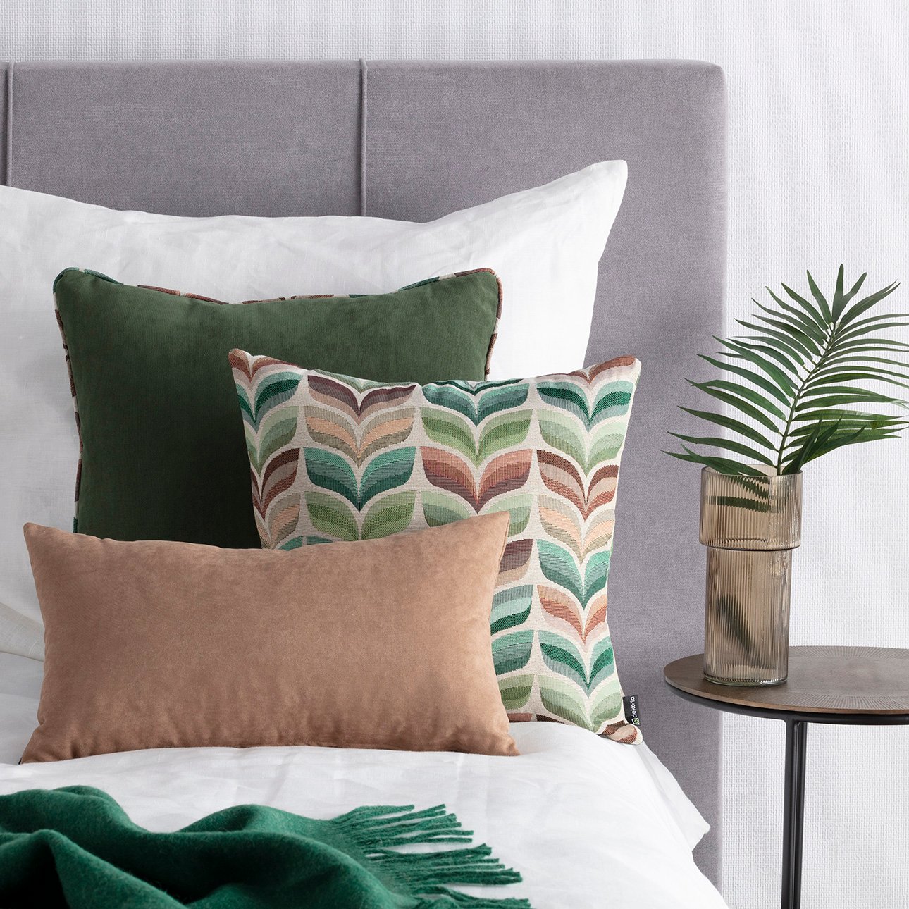 Green bed hot sale cushions