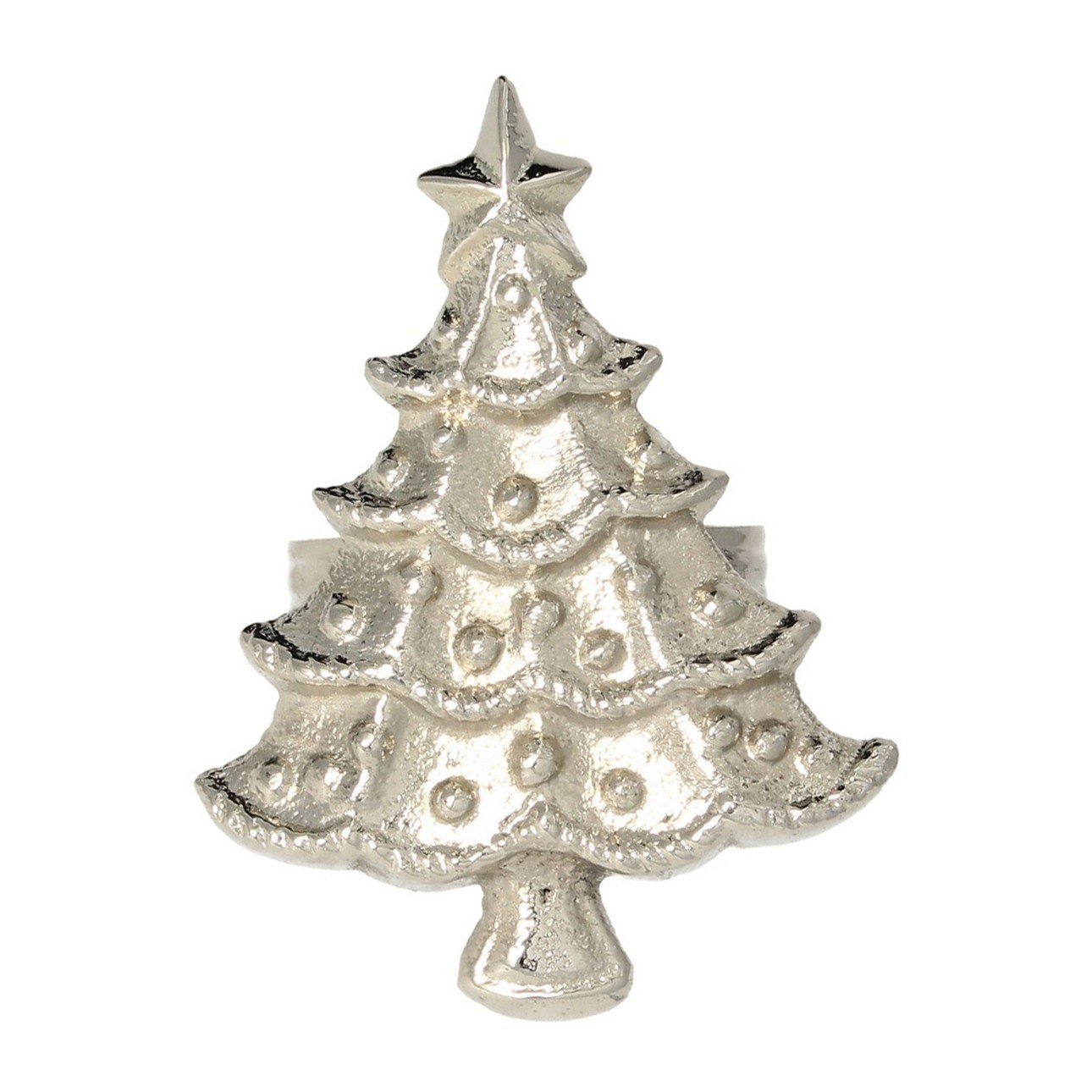 Dekoria Kroužek na ubrousky Christmas Tree silver, 6 x 5 x 8 cm