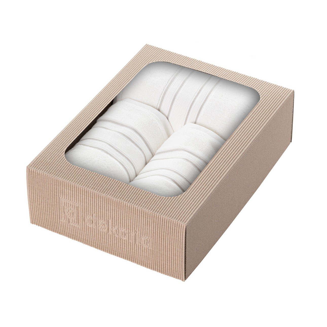 E-shop Dekoria Súprava uterákov Gunnar 3ks krémovo biela sivá, 50 x 90 / 70 x 140 cm