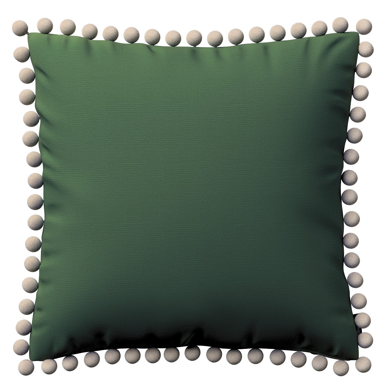 Dekoria Věra - potah na polštář ozdobné bambulky po obvodu, Forest Green - zelená, 45 x 45 cm, Cotton Panama, 702-06