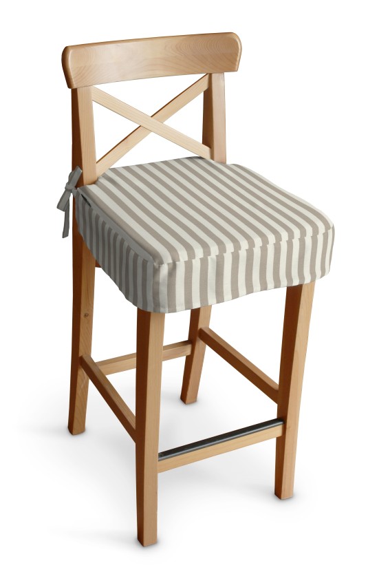 Dekoria Sedák na židli IKEA Ingolf - barová, béžová - bílá pruhy, barová židle Ingolf, Quadro, 136-07