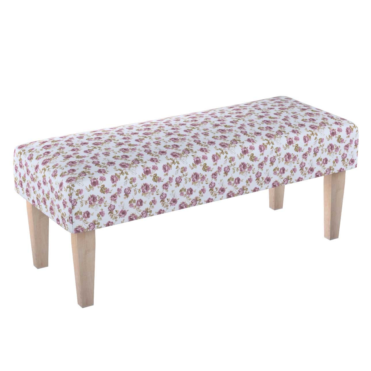 Dekoria Dlouhá lavička 100x40cm, bílá - růžová, 100 x 40 x 40 cm, Flowers, 143-95