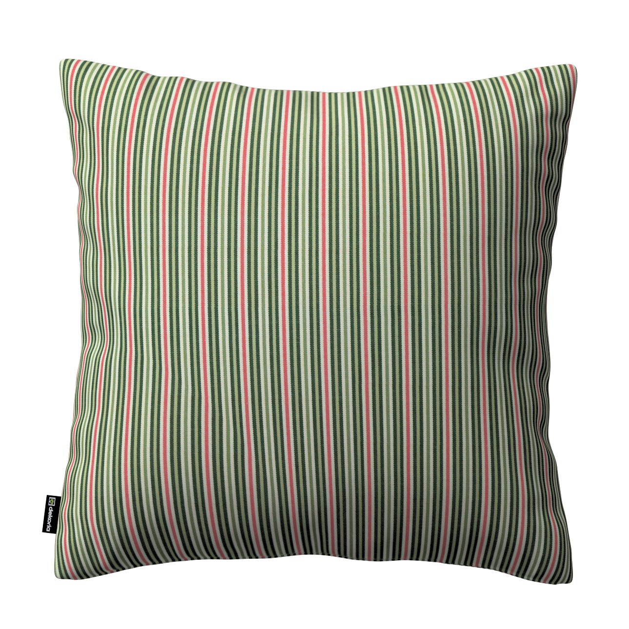 Dekoria Karin - jednoduchá obliečka, pásy v zelených a červených odtieňoch, 50 x 50 cm, Londres, 143-42