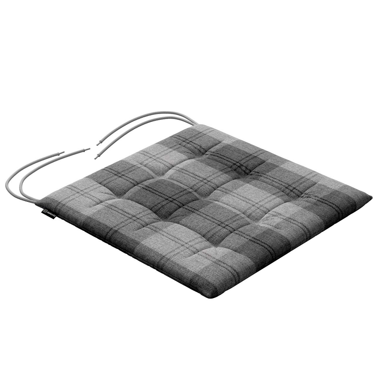 Charles seat pad with ties grey tartan 115 75 40 x 40 x 3 5 cm