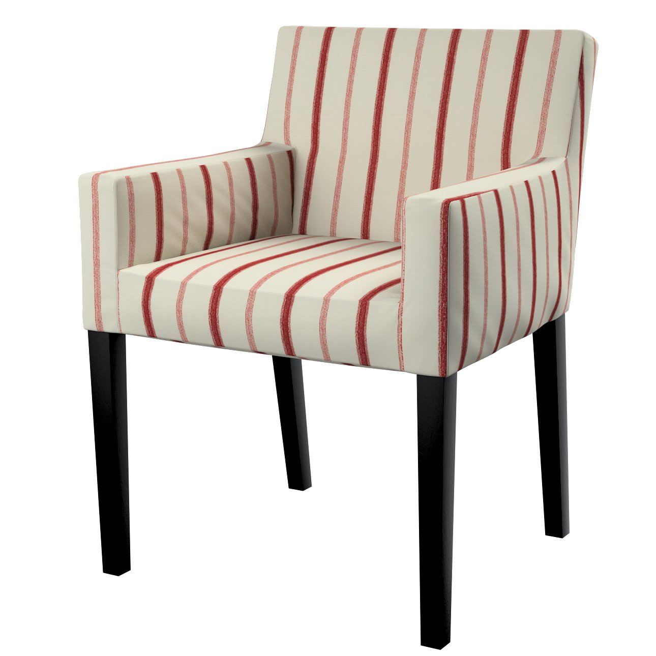 Nils chair cover, red stripes, ivory background, 129-15, 60/53