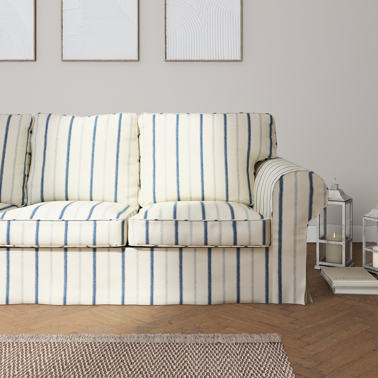 Ikea striped outlet sofa